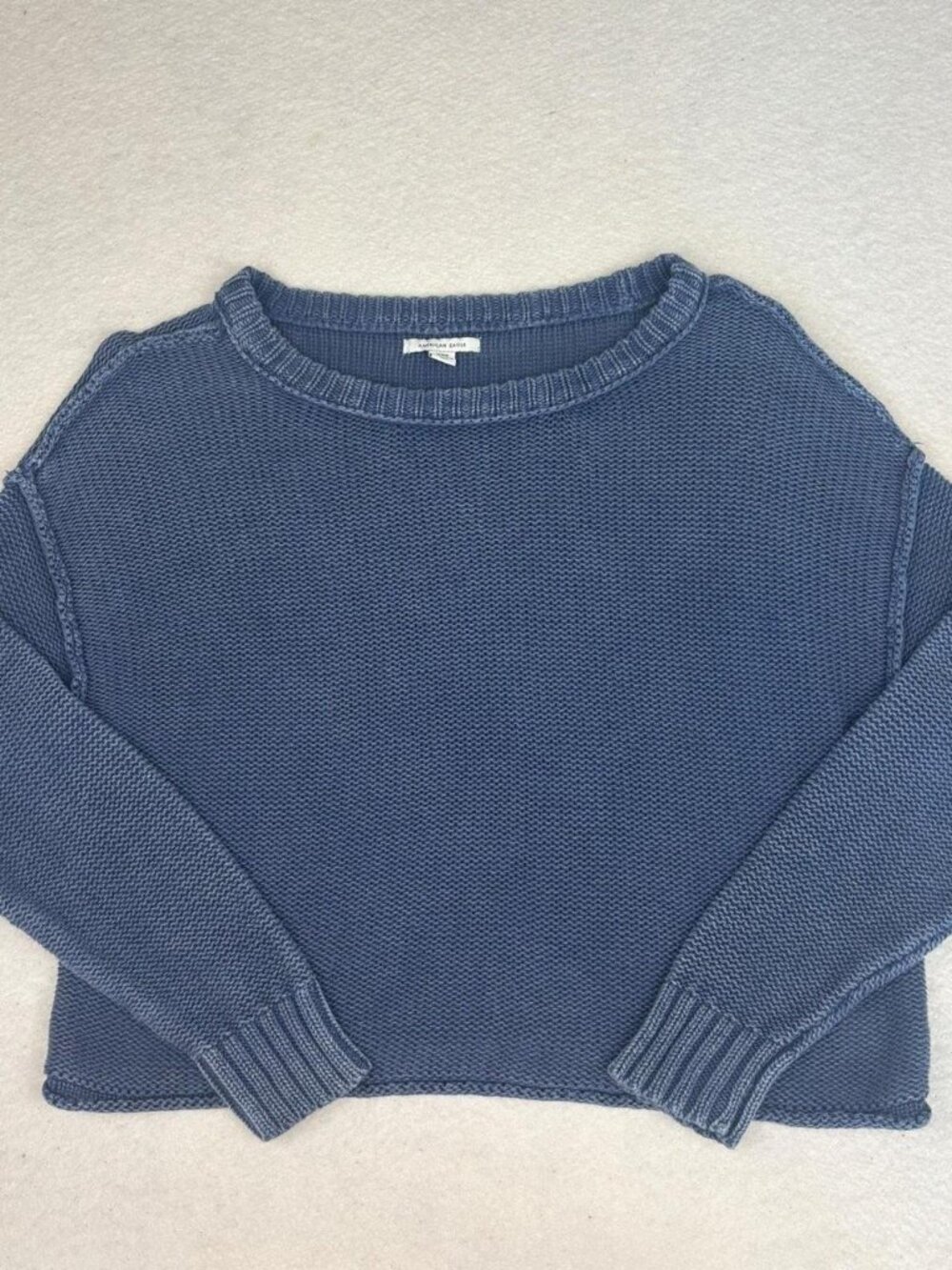American Eagle Easy Crew Sweater Women's M Blue Cropped